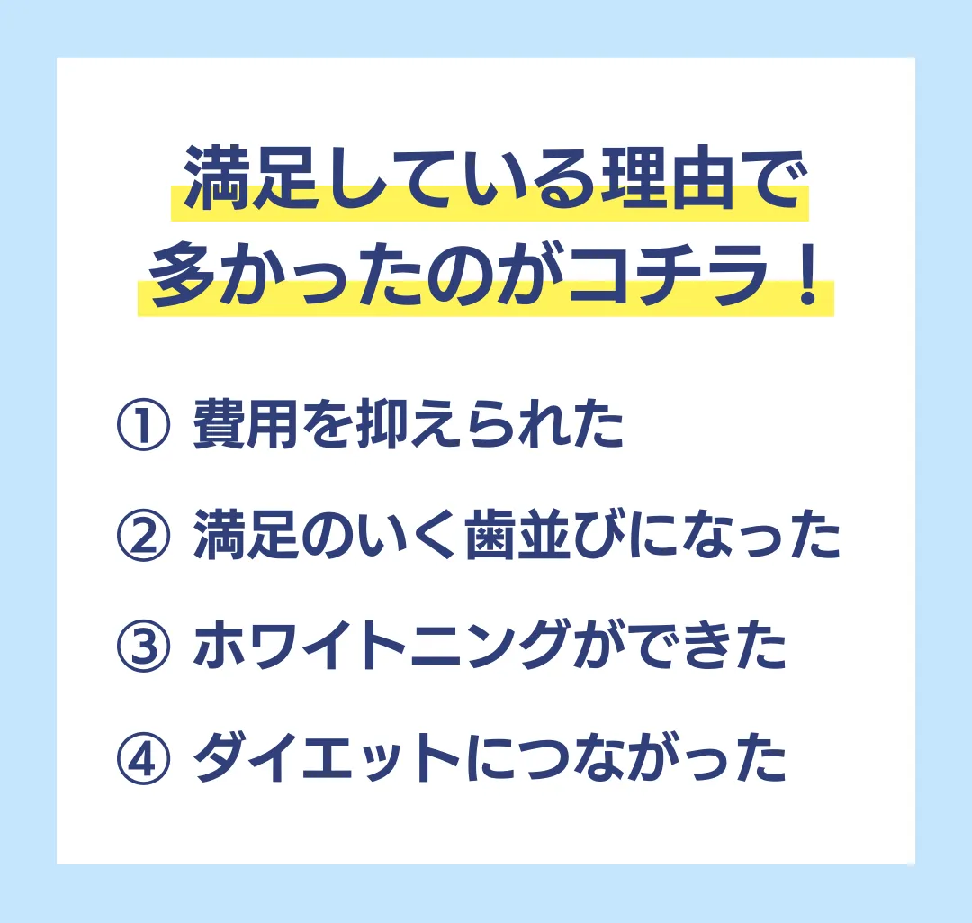 キレイライン矯正で満足をしている理由